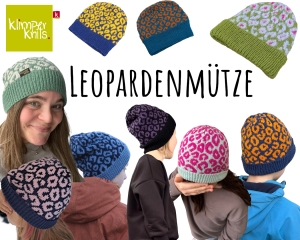 Leopardenmtze-Strickanleitung-in-4-Gren-Strickmuster-Leomtze-46-61cm-Kopfumfang-mit-Bildern