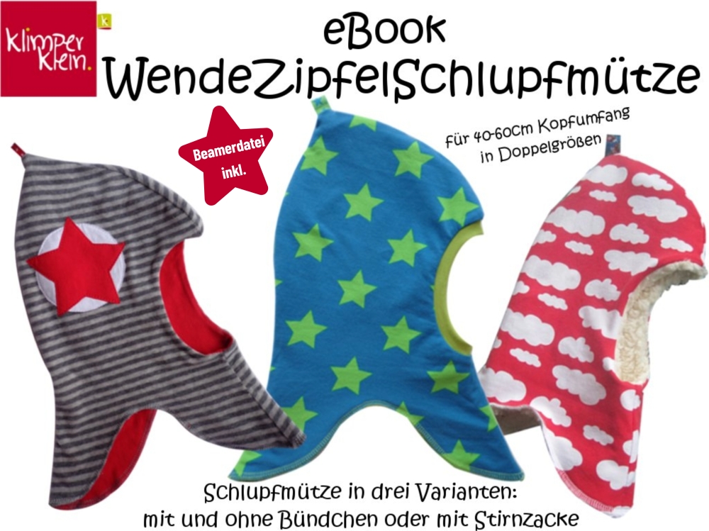 Bild 1 von Klimperklein eBook Wendezipfelschlupfmütze Gr. 40/42 - 58/60 mit Beamerdatei Schlupfmütze