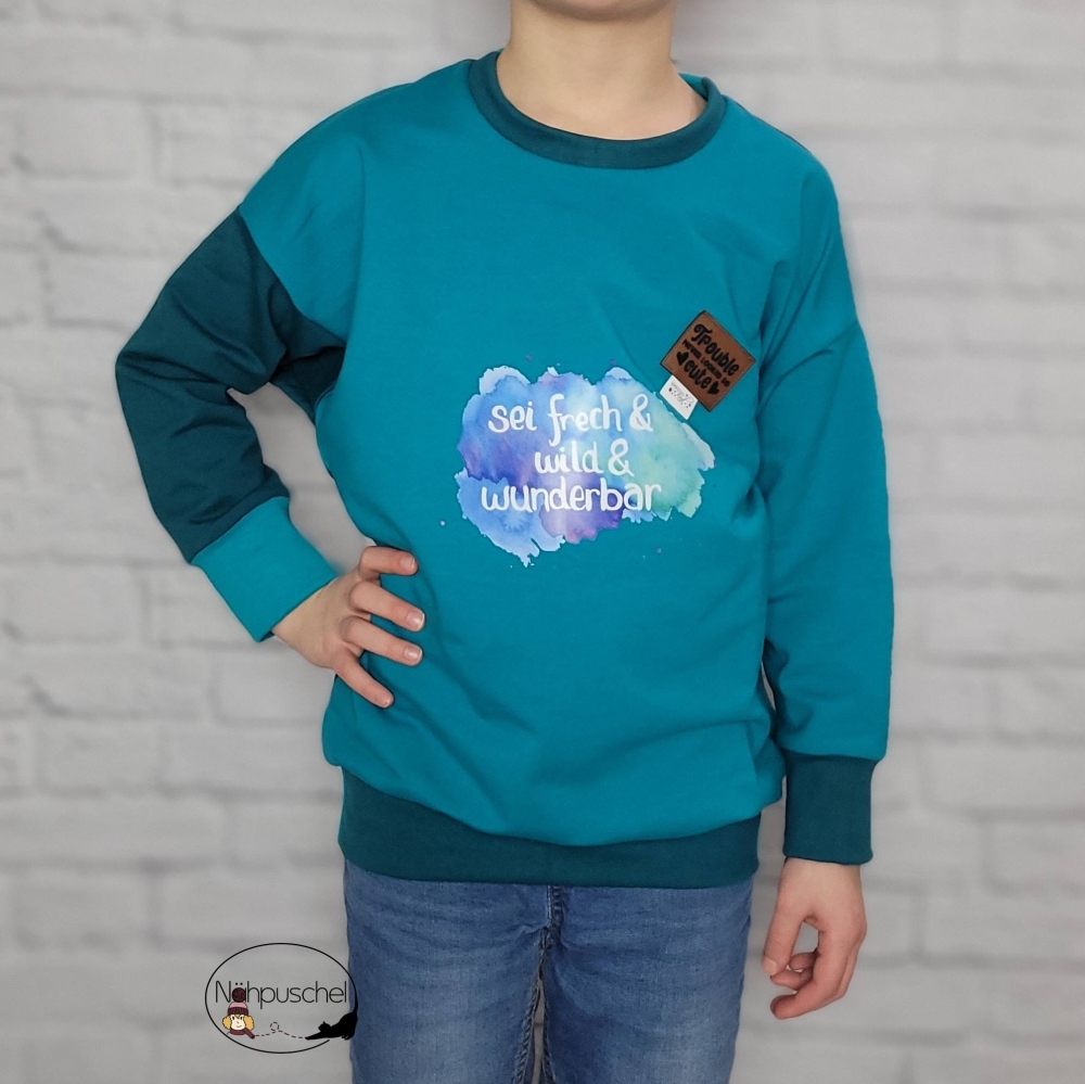 Bild 1 von Klimperklein eBook Sportlicher Sweater 104 bis 170 Schnittmuster mit 3 Teilungen Beamerdatei Ebenen