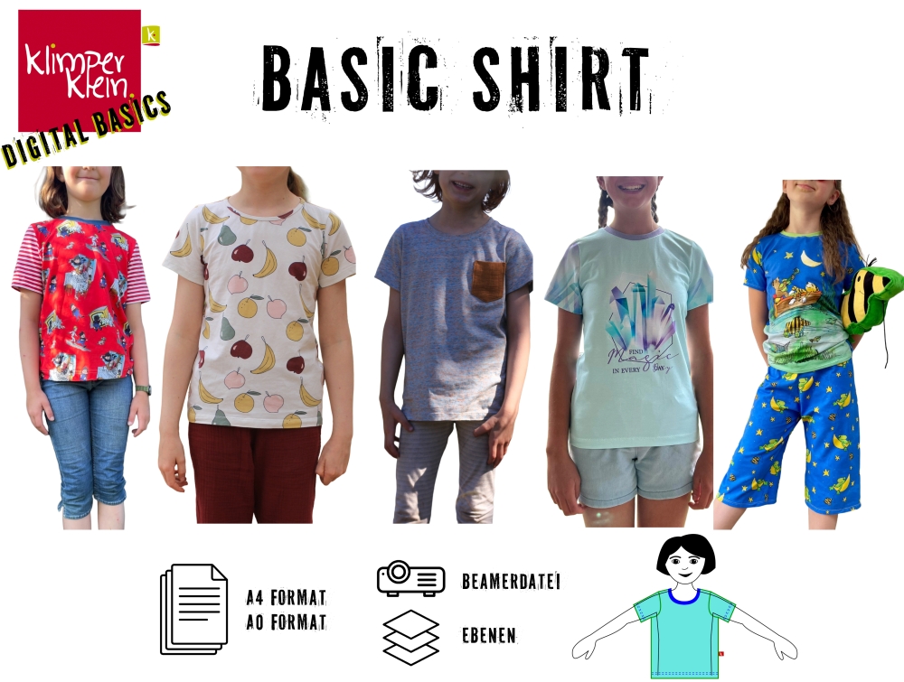 Bild 1 von Klimperklein eBook Basic Shirt - Klassisch geschnittenes Shirt Größe 104-170 mit Beamerdatei