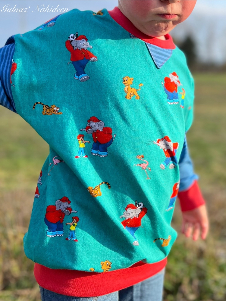 Bild 1 von Klimperklein eBook Sportlicher Sweater 104 bis 170 Schnittmuster mit 3 Teilungen Beamerdatei Ebenen