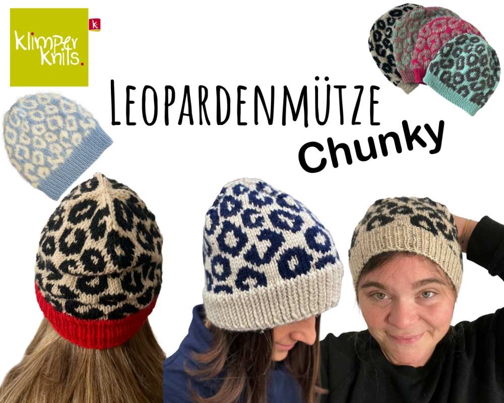 Bild 1 von Leopardenmütze CHUNKY Strickanleitung in 4 Größen Strickmuster Leomütze 48-ab 60cm Kopfumfang 