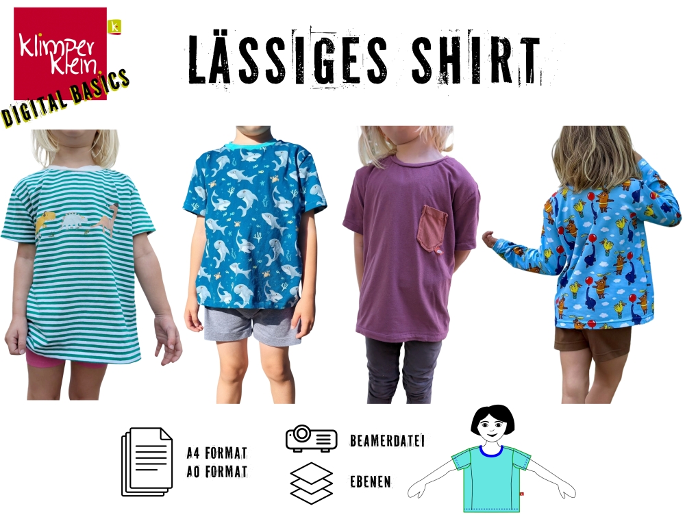 Bild 1 von Klimperklein eBook Lässiges Shirt - Locker geschnittenes Unisex-Shirt Größe 104-170 mit Beamerdatei